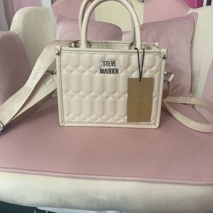 Steve Madden Ivory Quilted Satchel